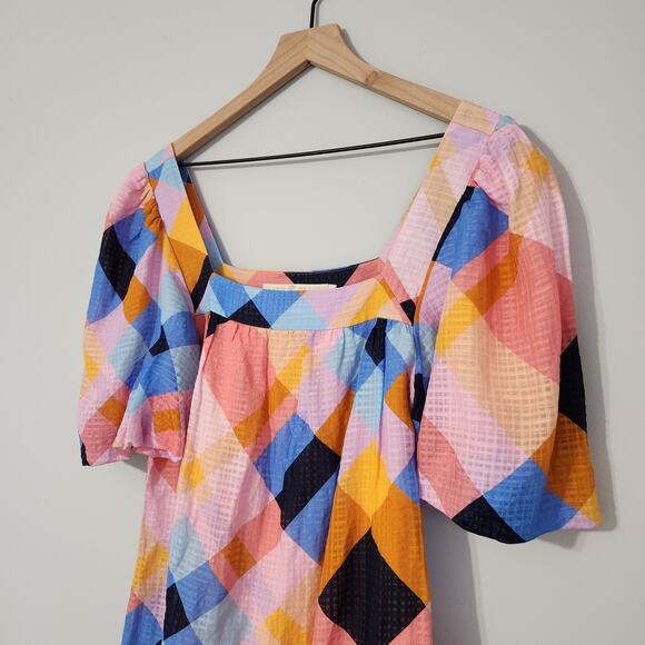 Marie Oliver Kaylee Plaid Mini Dress Spring Summer - Picture 3 of 11